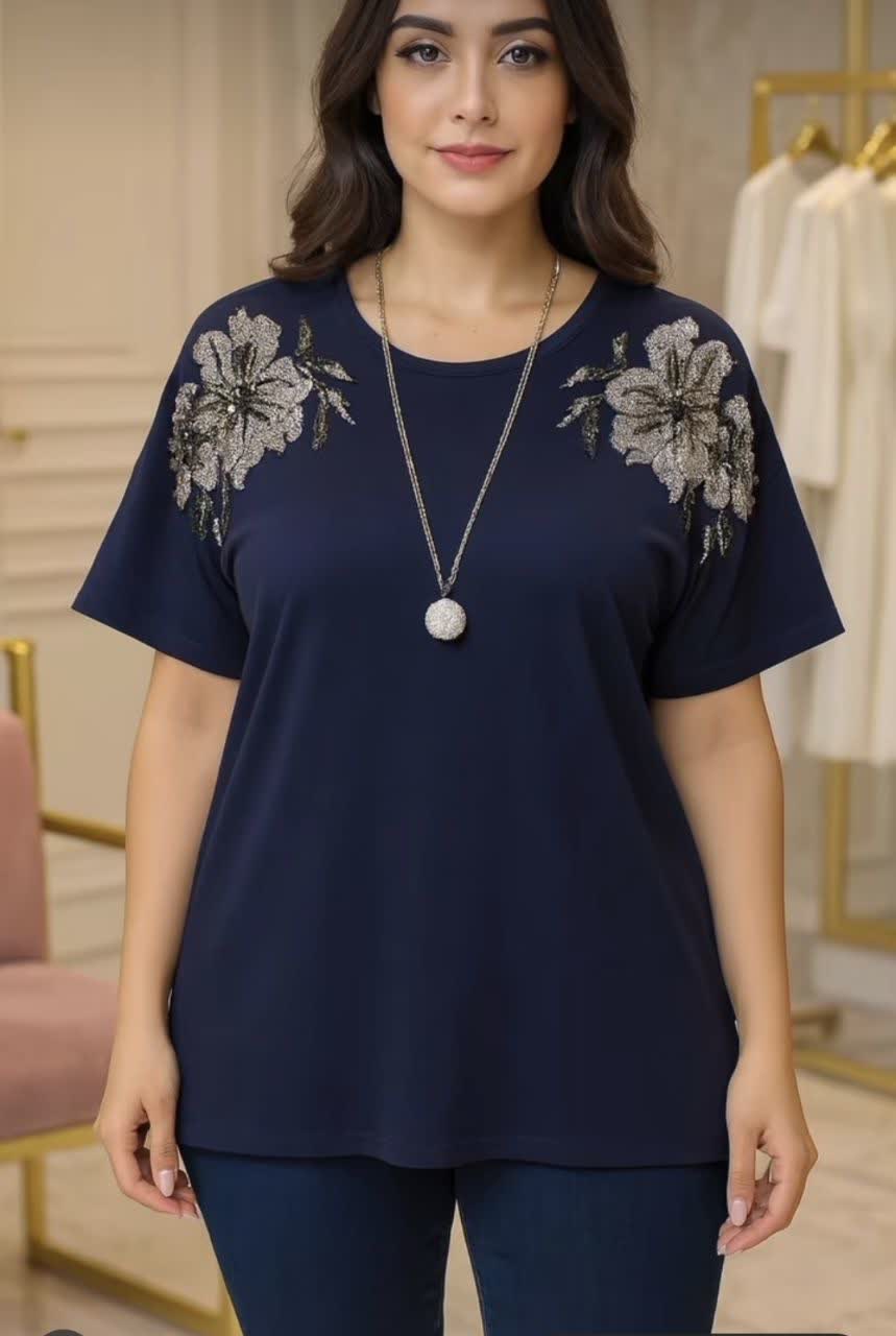 تیشرت سرشانه گل زنانه کد 226