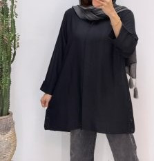 مانتو مشکی بغل دکمه کد 344
