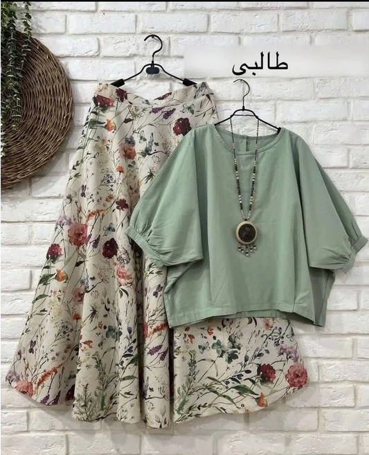 ست شومیز و دامن زنانه ایلیا کد 357 -رنگ طالبی ارسال فوری