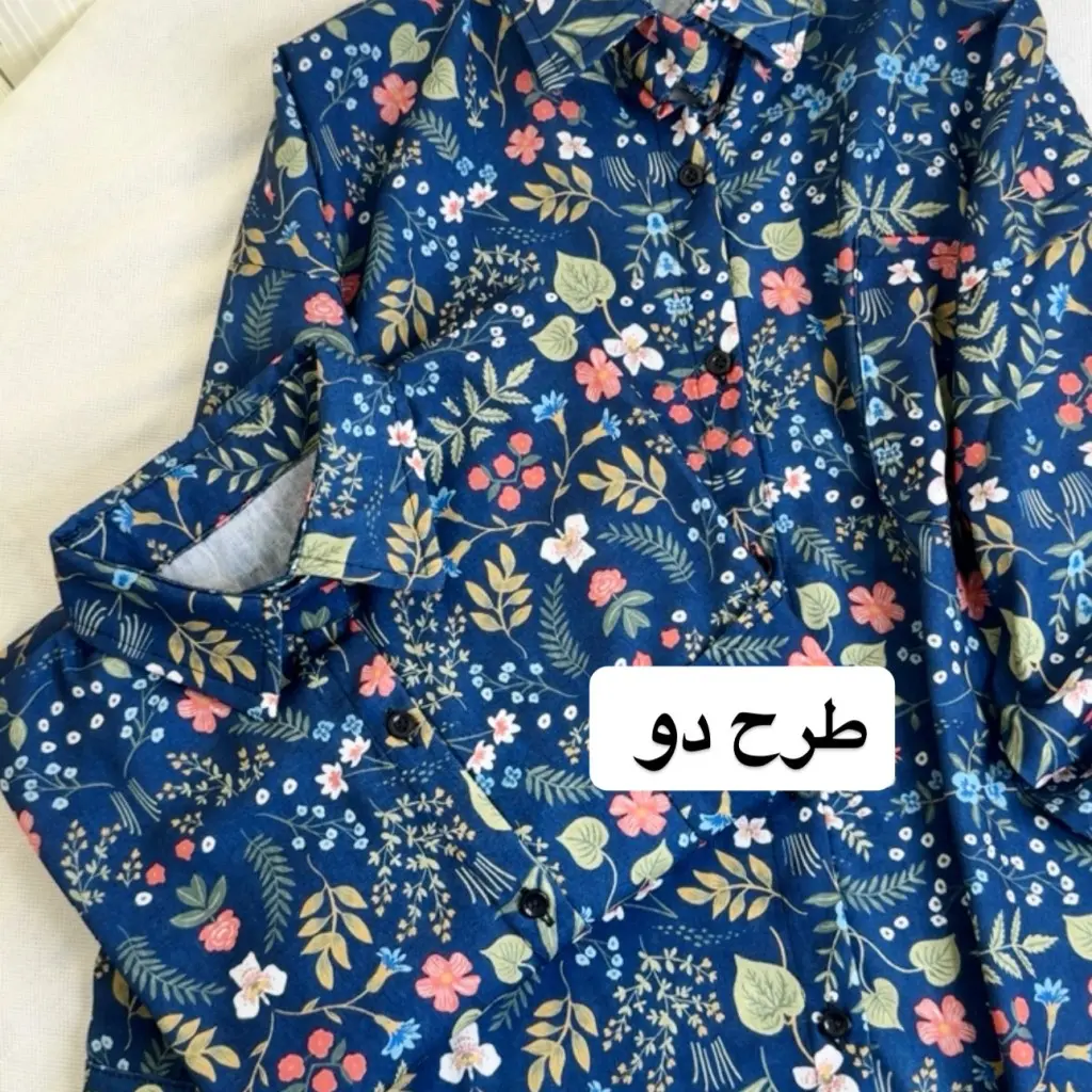 شومیز گلدار لینن زنانه مدل یقه مردانه کد 417
