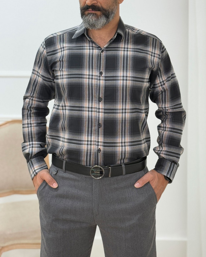 پیراهن چهارخانه آستین بلند مردانه کد 285